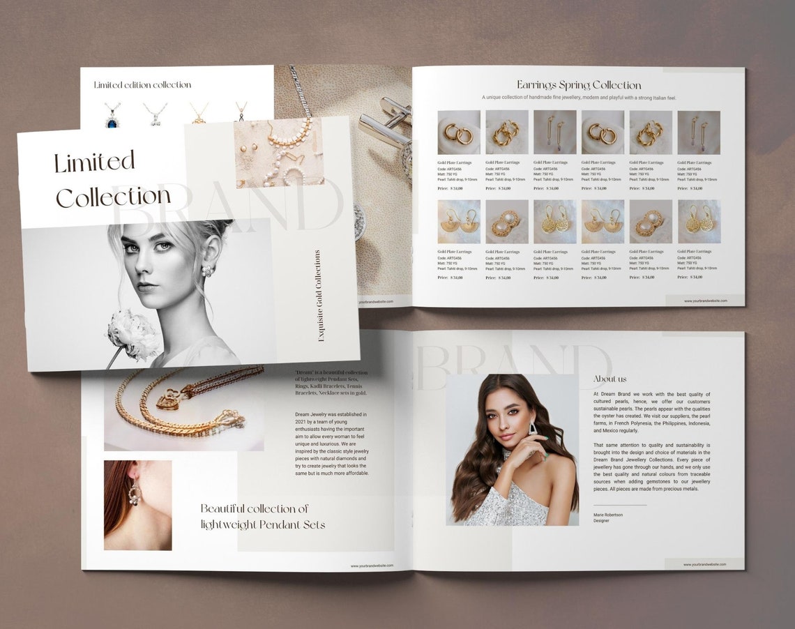 Jewelry Line Sheet Template Product Catalogue. Price List and Etsy