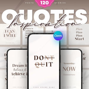Inspirierende Instagram Coach Zitate Post & Stories Template Pack. Vorgefertigte Positive Wörter Canva Insta Feed. Mindful Motivationssprüche.