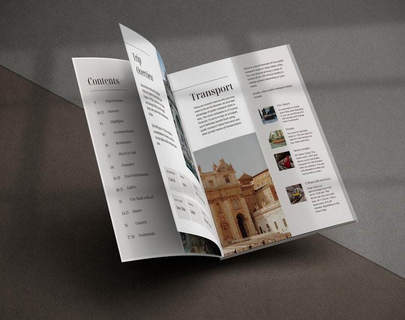 Travel Itinerary Ebook Template Editable in Canva. Trip Brochure Lead magnet for Travel Agency and Agent. Neutral Color Travel Magazine image 5