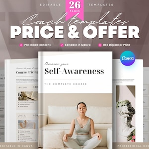 Life Coach Price Guide eBook: Canva Templates, Neutral Design (Digital Download)