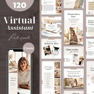 Virtual Assistant Instagram Template Bundle. Social Media Manager Marketing Canva Posts. Outsource Service IG Feed. VA Pre-Written Content.