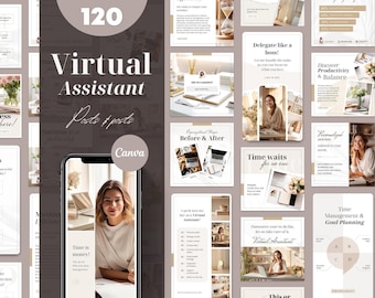 Virtual Assistant Instagram Post Templates: Canva Social Media Bundle (Digital Download)