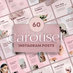 Pink Instagram Carousel Post Canva Templates. Rose Engagement Beauty Carousel Designs. Aesthetic Dusty Pink  Fashion blogger Marketing Feed