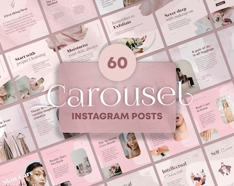 Pink Instagram Carousel Post Canva Templates: Beauty & Fashion (Digital Download)