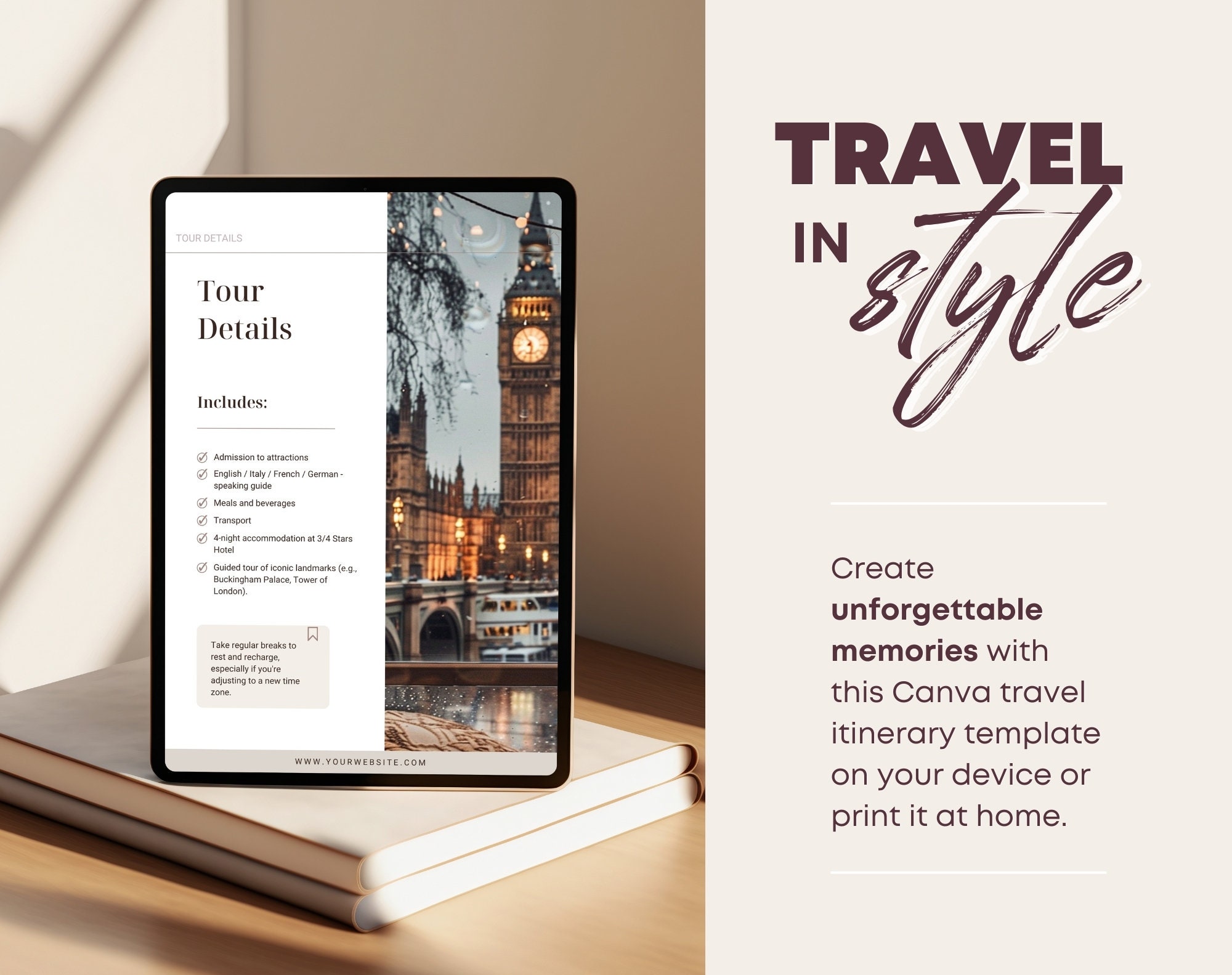 London Travel Itinerary Template. 7 Days Tour Digital Planner. Mobile ...