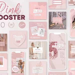 Altrosa Instagram Engagement Template Bundle. Bearbeitbare Post & Story Designs für Mädchen Business. Rose Gold Mode, Beauty IG Branding.