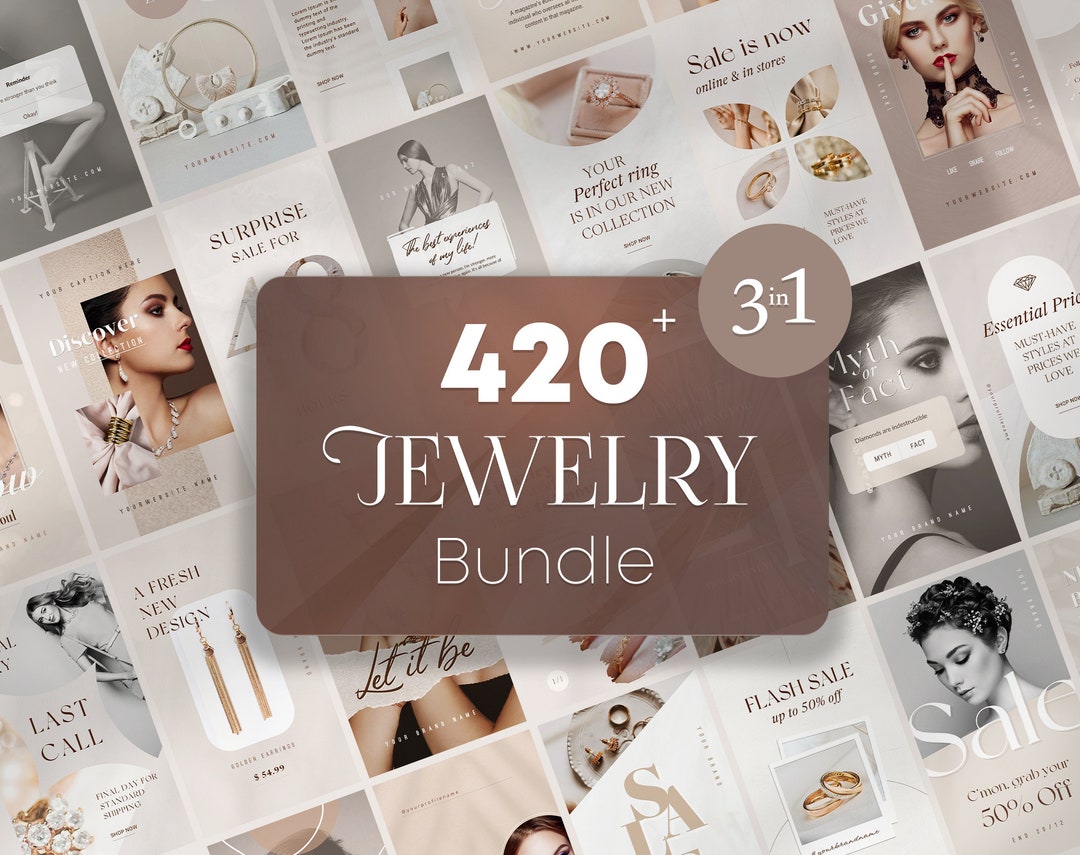Jewelry Instagram Template Bundle: Canva Social Media Posts - Etsy