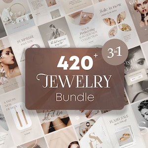 Jewelry Instagram Template Bundle. Jewelry Store Business Marketing Social Media Feed. Neutral Fashion Canva Branding Post & Story Pack.