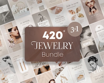 Jewelry Instagram Template Bundle. Jewelry Store Business Marketing Social Media Feed. Neutral Fashion Canva Branding Post & Story Pack.