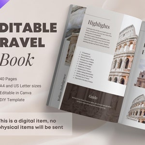 Travel Itinerary Ebook Template Editable in Canva. Trip Brochure Lead magnet for Travel Agency and Agent. Neutral Color Travel Magazine image 2