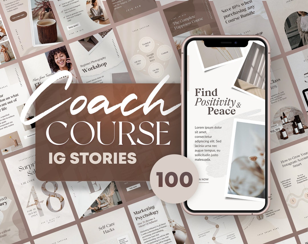 Coach Course Instagram Story Templates for Business Booster. Neutral ...