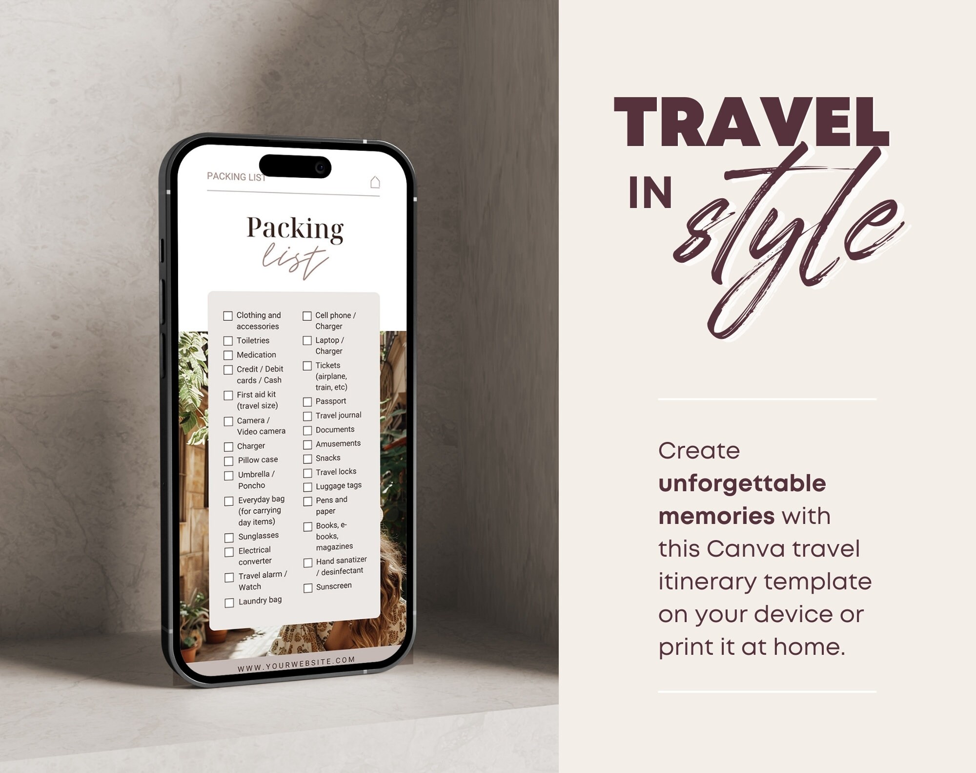 Mobile Travel Itinerary Template: Editable Canva Planner (24 Pages) - Etsy
