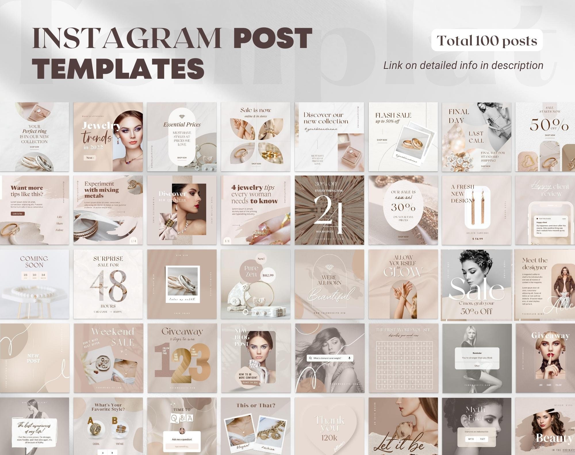 3in1 Jewelry Instagram Template Bundle. Jewelry Social Media Post