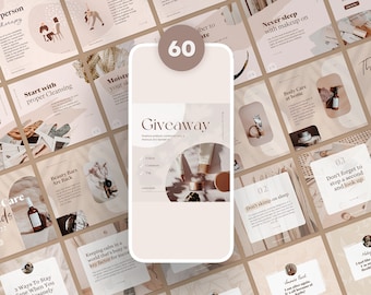 Beige Instagram Carousel Templates: Beauty Blogger Feed (Canva Editable)