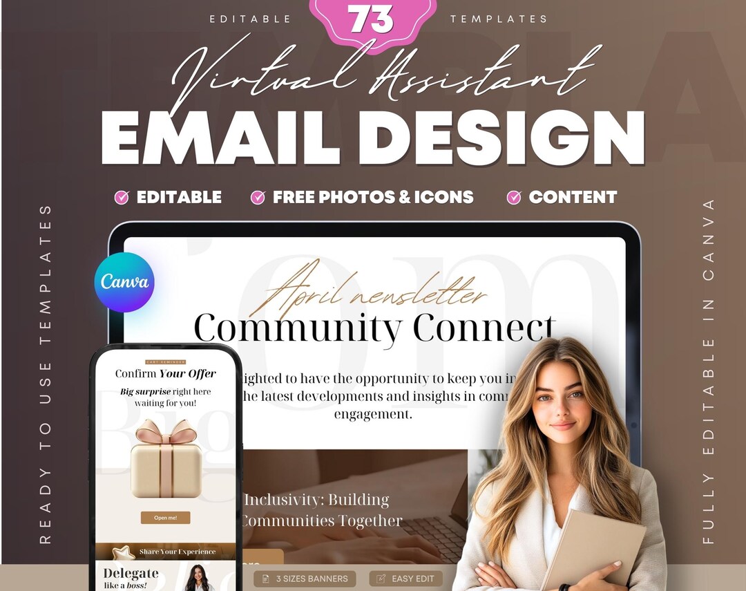 Client Email Templates for Virtual Assistants - Editable Canva Bundle ...