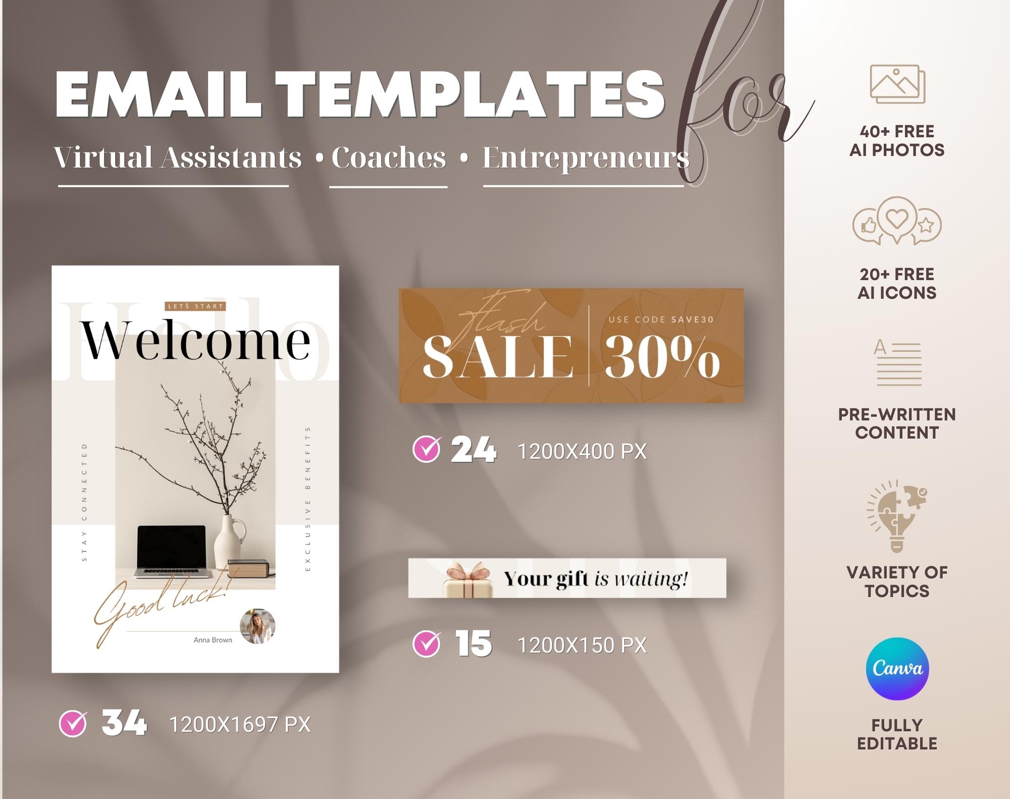 Client Email Templates for Virtual Assistants - Editable Canva Bundle ...