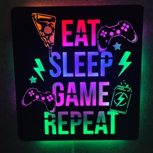 Gamer Room Lighted Up Wooden Wall Decor Gamer Decor Led Birthday Gifts  Housewarming Gifts  Easter day gifts  Gamer Gift