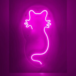 Cat Neon LED Sign - Cute Cat Neon Light | Fun LED Wall Art for Cat Lovers | Playful Kitty Decor for Home & Office / gift ffor cat lovers