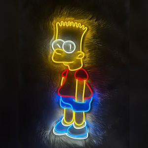 Letrero de neón con luz LED de Simpson Bart, arte de pared, letrero de neón con luz LED, letrero de neón de Simpson, letrero de neón de dibujos animados, letrero de neón para el hogar, arte de pared iluminado, regalo para el hogar, decoración divertida