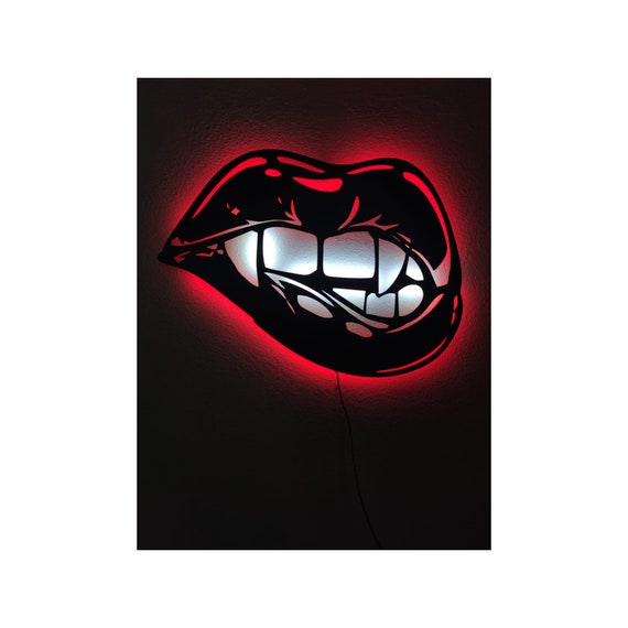 Lips LED Wall Art Lips Wall Decor Lip Wall Art Cool Wall Etsy