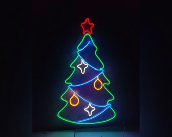 Señal de neón del árbol de Navidad, regalos de Navidad, decoración de Navidad interior, luz de neón de Navidad, letreros de Navidad de neón letrero de neón personalizado Ho Ho Ho Sign