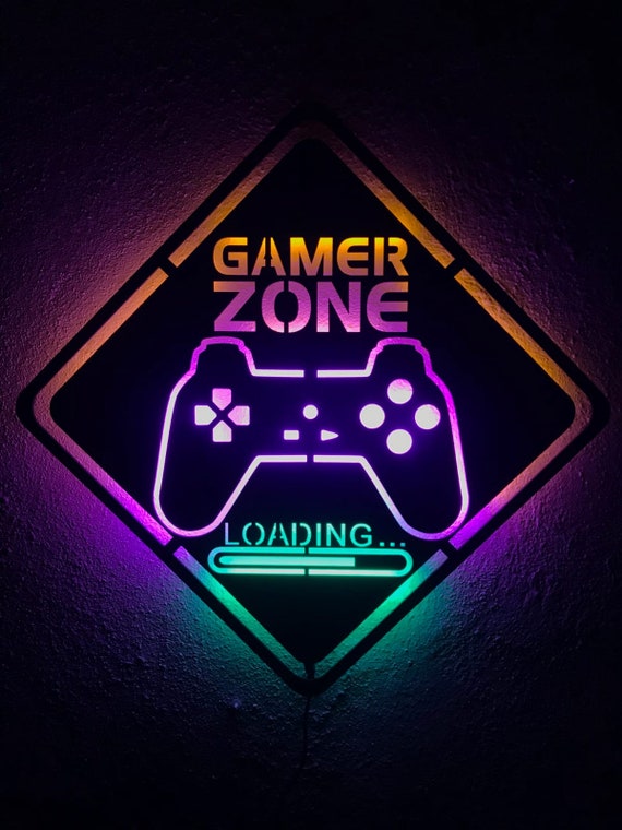 Personalisiertes LED Gaming Zone Schild Mit Name - RGB Wandlampe & Deko Für Gamer-Zimmer