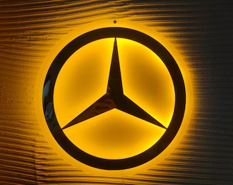 Mercedes Benz Led Sign wall art | car logo wall art | cars gift | mercedes benz logo sign | mercedes home decor | car logo led wall art |