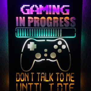 Gaming in Progress Gamer Led verlichte muurkunst| gamer kamer decor | gamer led-bord | gamer led | gamer kunst aan de muur | gamerteken | cadeaus voor gamers