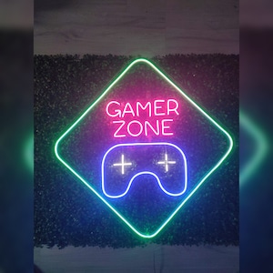 Gamer Zone-neon LED-bord - LED-verlichting voor gamerkamer | Cool gamedecor voor gameroom | Neonreclame voor gamers / cadeau voor gamer / bord gamer