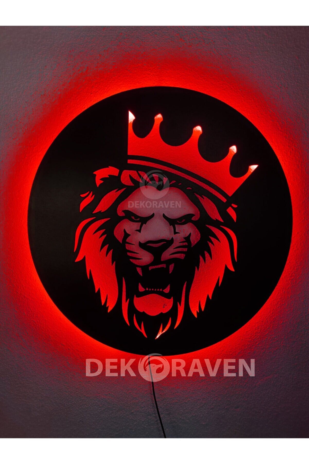Lion Led Wall Art | RGB Led 16 COLORS-REMOTE Control | Wooden Wall ...