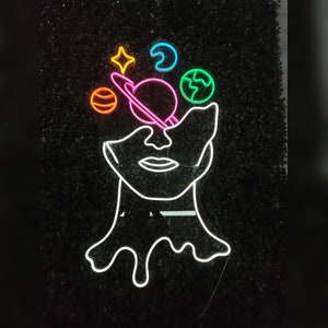 Galaxy Brain Neon Sign 34X12 / Wall decor / Neon Sign wall art / Modern wall decor / space wall decor / space neon sign / galaxy wall art
