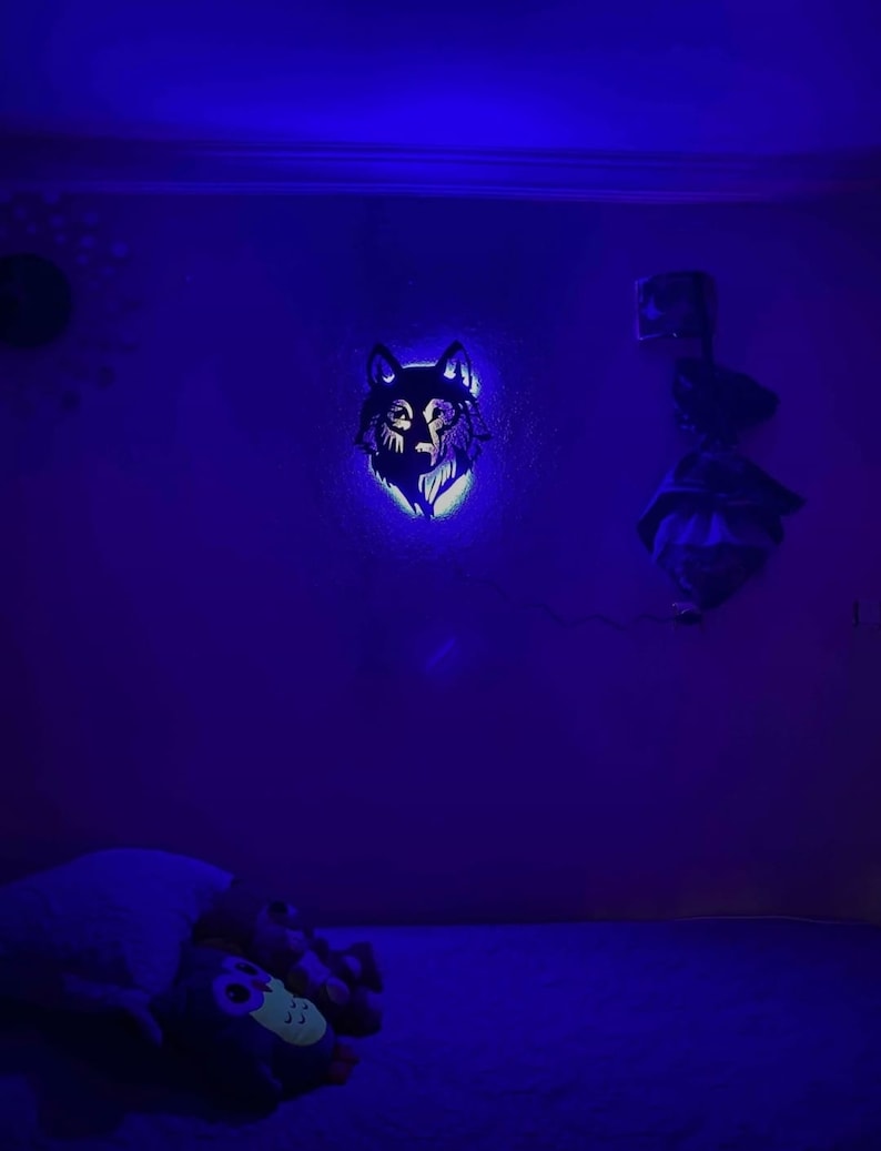 Wolf Lighted up Wall Art Wooden Wall Decor Home Decor Etsy
