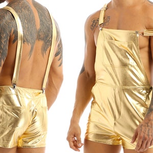 Adult Baby ABDL Shortalls, Metallic Gold and Silver Dungaree Coveralls ...