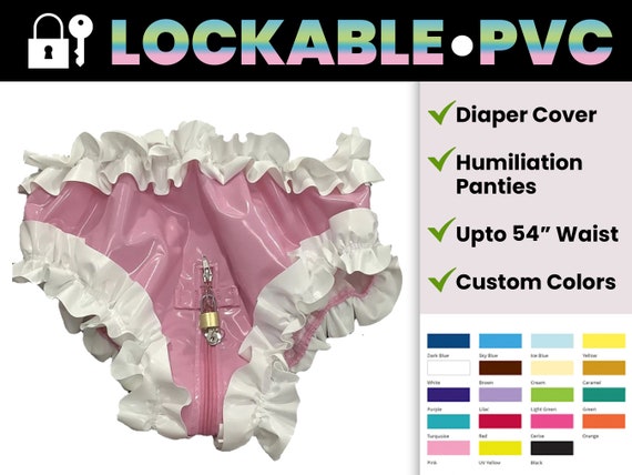 Lockable ABDL Diaper Cover, PVC Latex Blend ABDL Humiliating