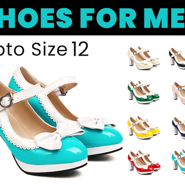 Femboy Crossdresser Sissy Shoes ABDL Girl 60s  High Heel Mary Jane Pumps Women’s Shoes For Men Mary Jane Shoes Extra Large Sizes