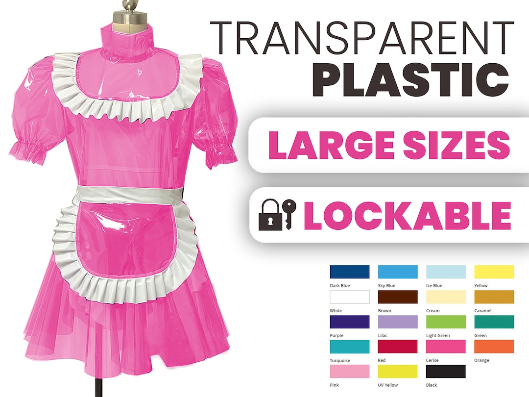 Transparent Plastic Lockable Dress for ABDL Girl Boy, Fetish PVC Maid ...