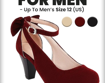 Women s Men s Drag Queen Buckle Ankle Strap Mid Block Heel Shoes
