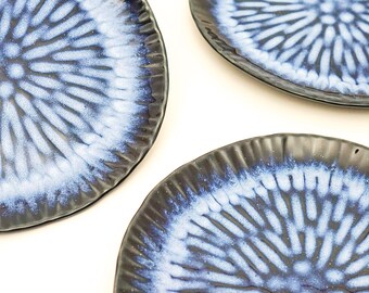 Handmade Ceramic Deep Ocean Glaze Salad Plate