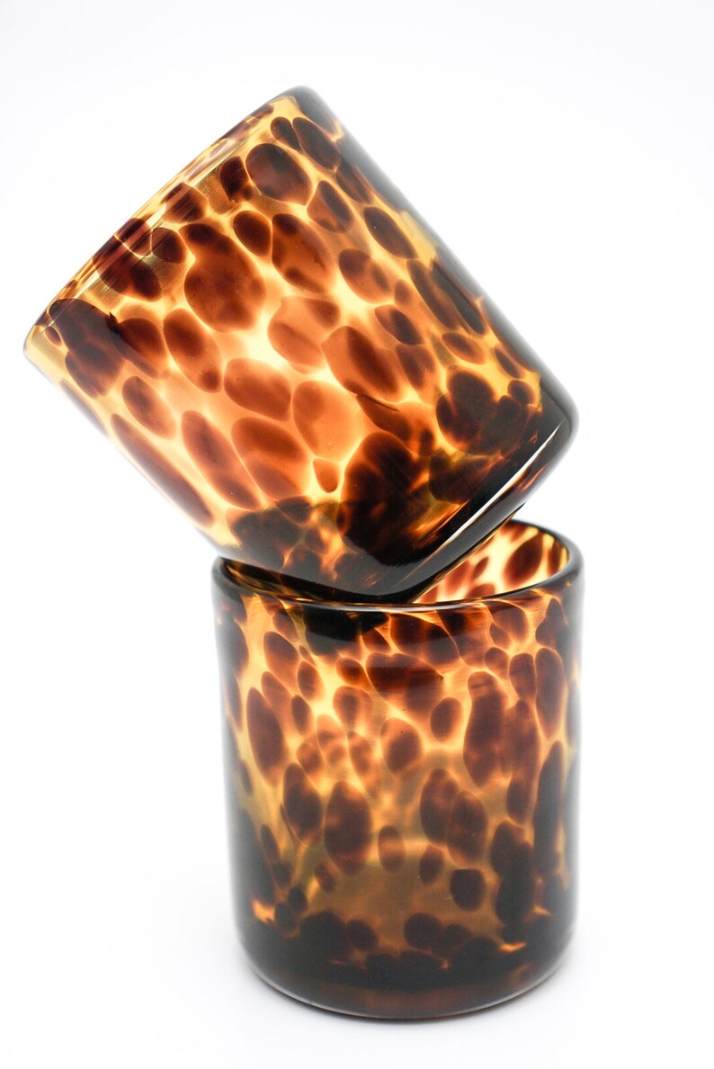 Pair of Tortoise Confetti Flecked Glass Tumblers Etsy