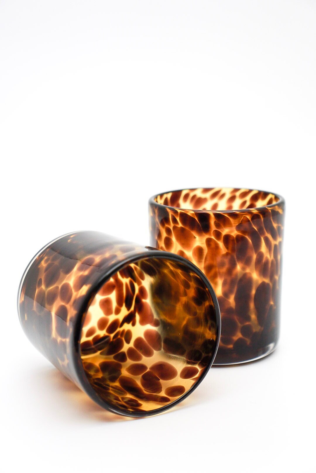 Pair of Tortoise Confetti Flecked Glass Tumblers Etsy