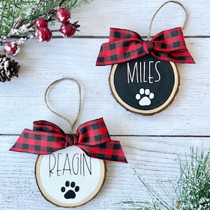 Wooden Dog Christmas Ornament | Personalized Dog Ornament | Wood Slice Ornament | Farmhouse Christmas Ornament