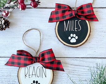 Wooden Dog Christmas Ornament | Personalized Dog Ornament | Wood Slice Ornament | Farmhouse Christmas Ornament