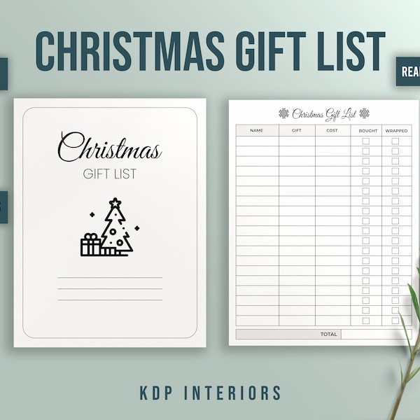 Christmas Gift List Gift Tracker Christmas Gift Planner 8.5x11 Inches 120 Pages KDP Interiors Template Low Content Book Ready To Upload