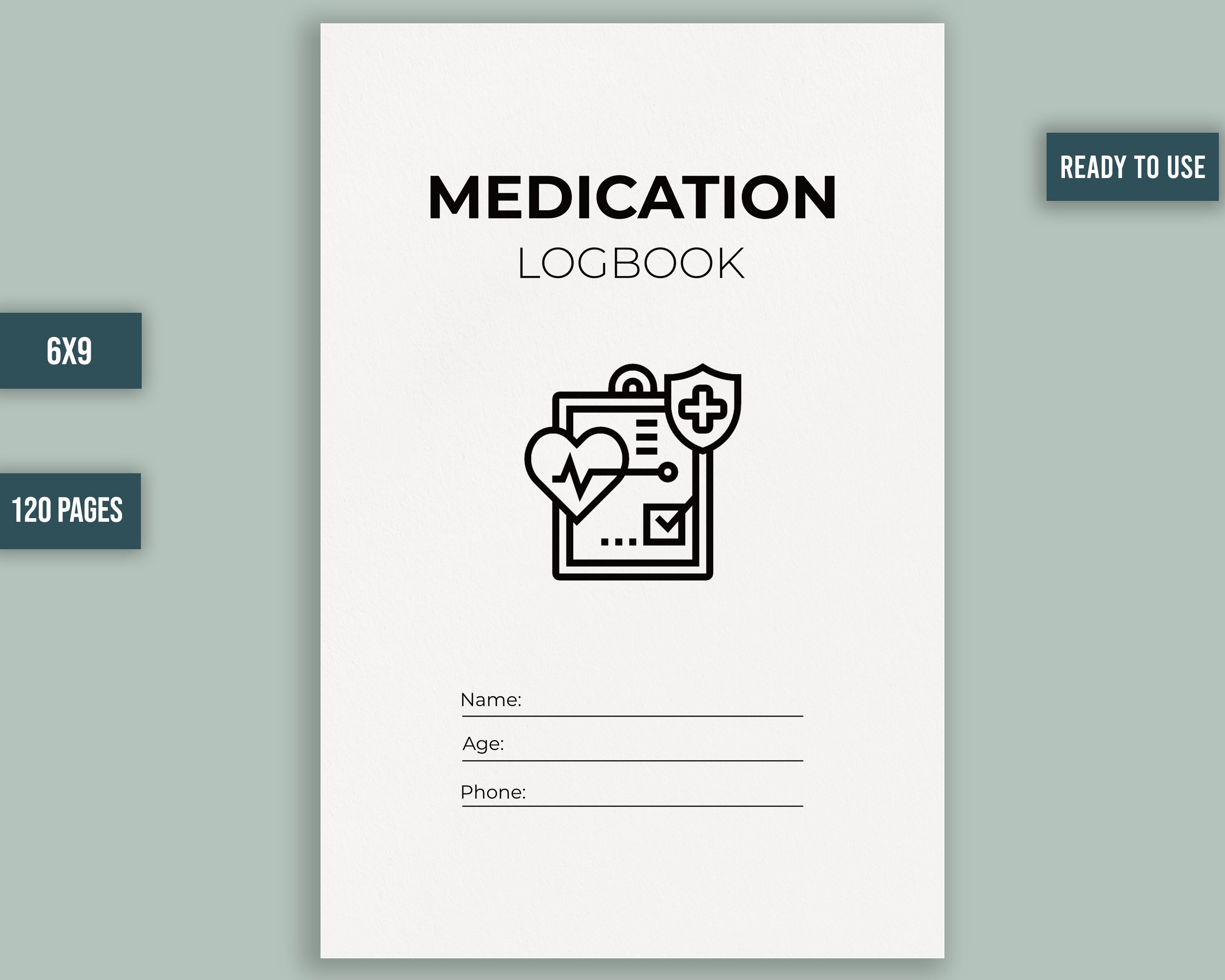 Medication Log Book KDP Interior Template Low Content Design 6x9 Inches ...