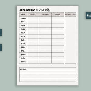 Appointment Planner Printable Template Ready to Upload PDF Commercial ...