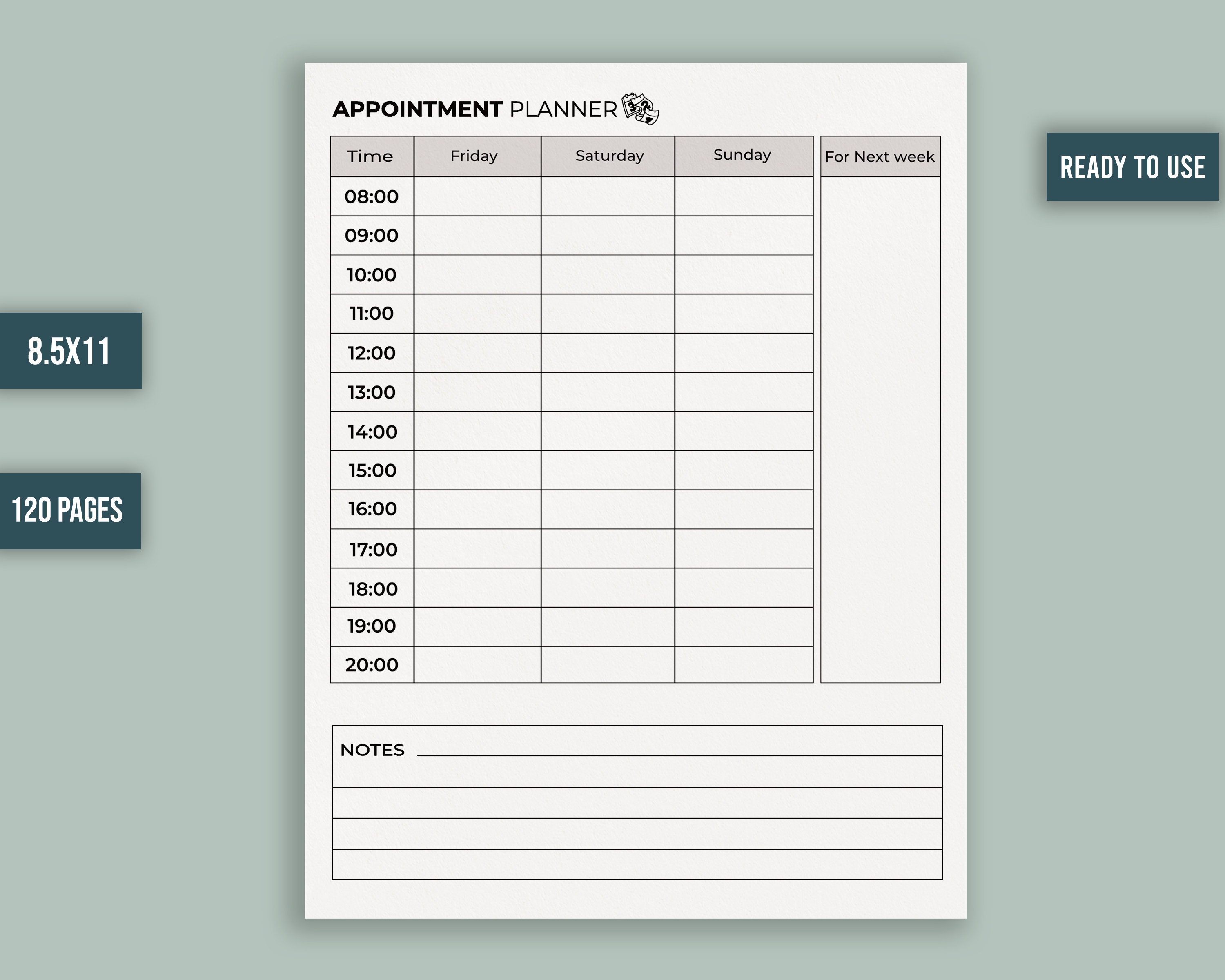 Appointment Planner Printable Template Ready to Upload PDF Commercial ...