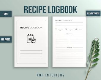 Recipe Log Book KDP Interior Commercial Use Ready to Upload PDF KDP Planner Kdp Template 120 Pages 6x9 Inches