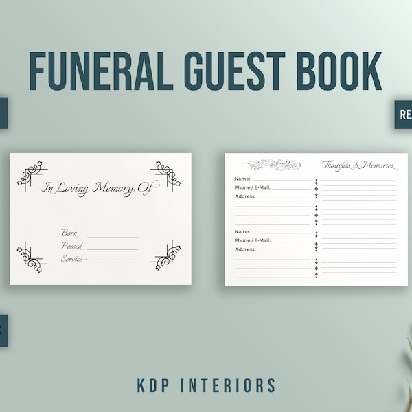 Funeral Guest Book - Etsy