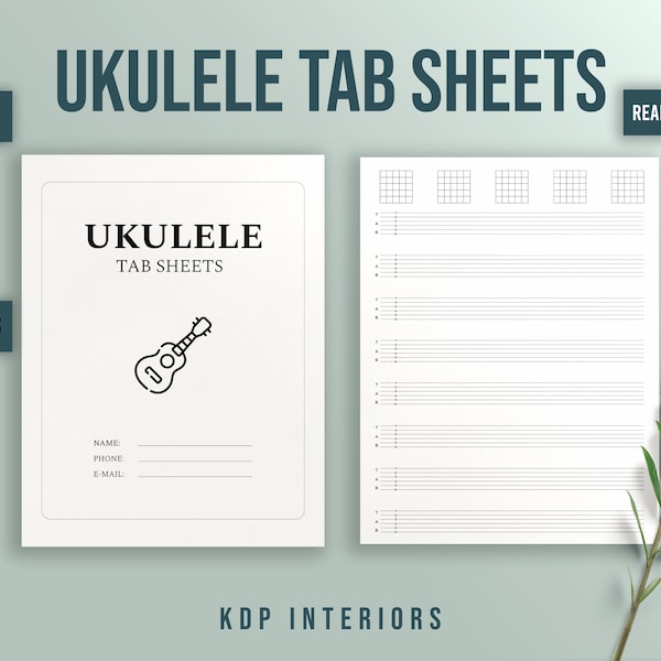 Ukulele Tab Sheets 8.5x11 inches 120 Pages KDP Interiors Template Low Content Book Ready To Upload Amazon Kdp Ukulele Tab Sheets Journal