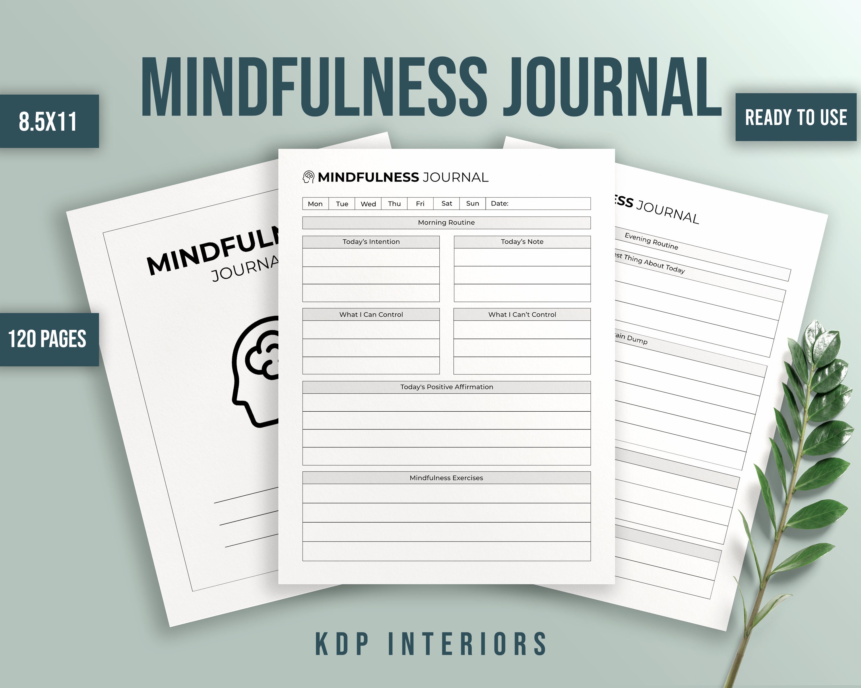 Mindfulness Journal 8.5x11inches KDP Template 120Pages KDP Interior Template Low Content Book Ready To Upload Digital Planner Amazon KDP
